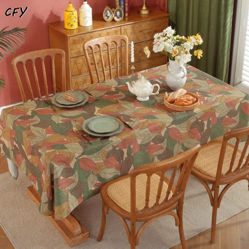 

Cotton Linen American Rural Maple leaf printing Rectangular Table Cloth Kitchen Table Map Towel Tablecloth Table Wedding Decor