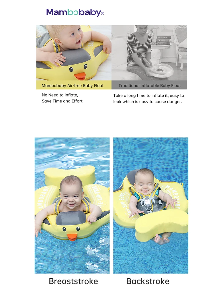 Mambobaby Baby Pool Float Lying Swim Floating For Infant Non-Inflatable With Awning Play Water Toys For 3-24 Months 2