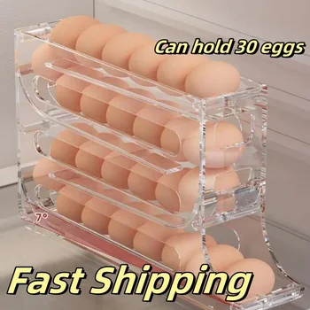3/4 strati automatico Rolling Slide pollo riempimento automatico Egg Storage Rack frigorifero Egg Storage Rack Home Storage Ornament 1