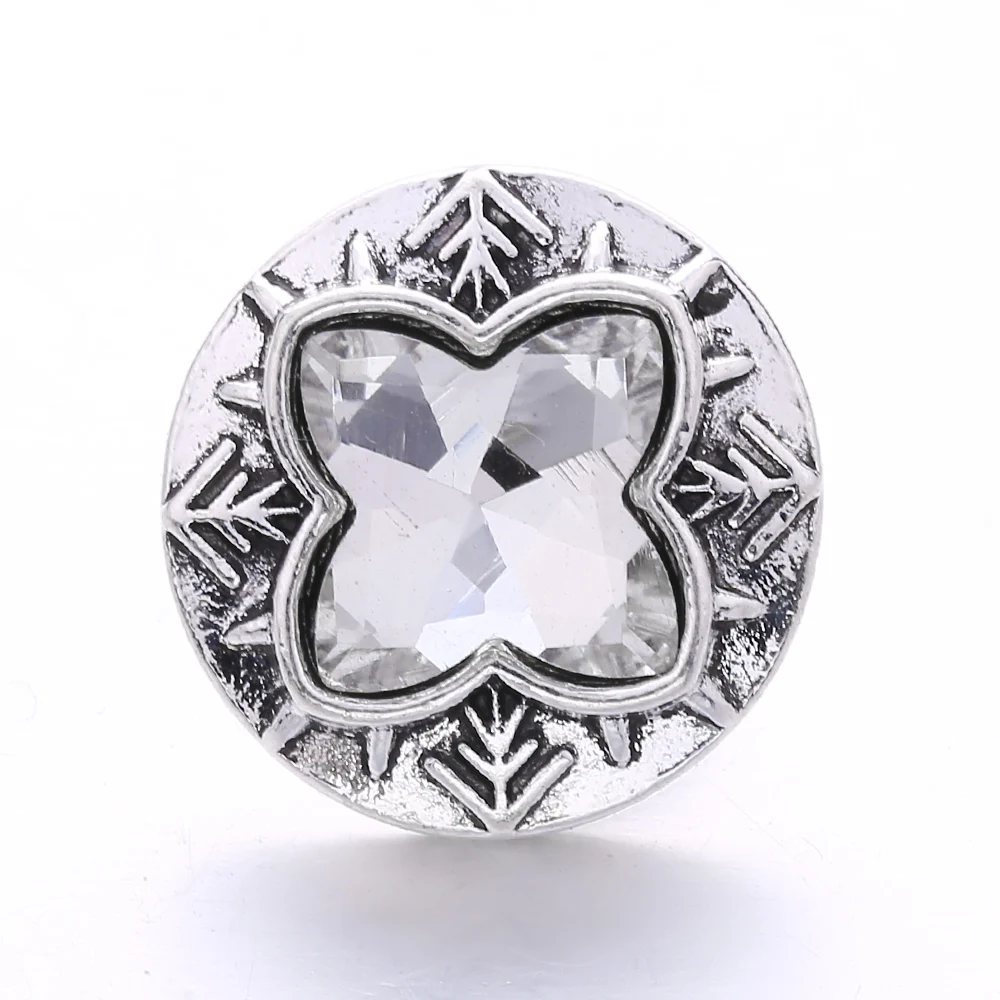 20pcs Metal Rhinestone Flower 18mm Snap Buttons Fit Interchangeable 18mm Leather Snap Button Bracelet