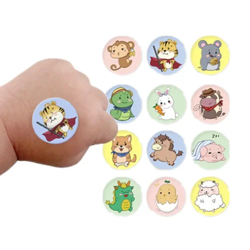 만화 원형 스트랩 모양 밴드 보조 스트립, 어린이 및 성인용 피부 패치, 상처 고약, Woundplast, 100PCs, 120PCs 5
