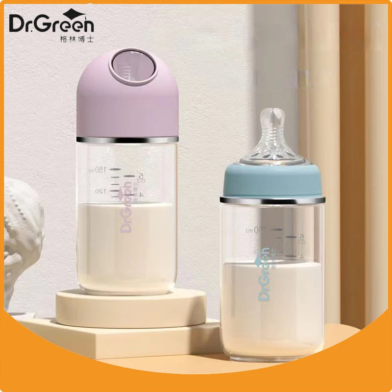 

Dr.Green Wide Mouth Bottle New Upgrade Professional Newborn baby bottles High borosilicate Glass 240mL/150mL Washable Bottles