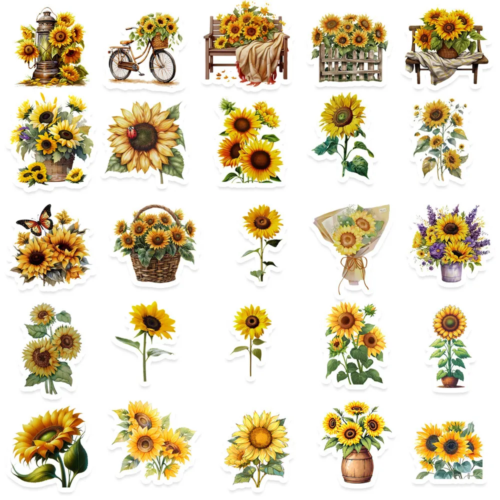 Vibrant Sunflower Stickers Collection - Perfect for Personalizing Accessories & Creative Decor