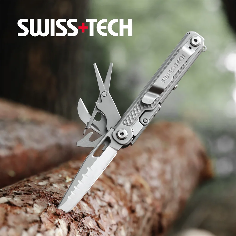 

SWISS TECH 11 in 1 Folding Multitool Mini EDC Tactical Camping Survival Tools Outdoor Pocket Knife Scissors Saw Blade