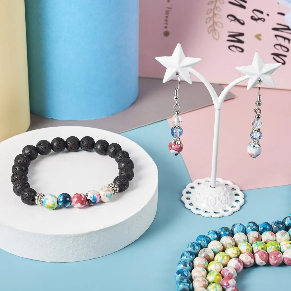 6 Strands 8mm Dyed Synthetic Turquoise Beads Strands Round Loose Beads for Diy Earrings Bracelet Jewelry Making Accessories