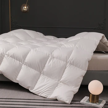 Couette en duvet d'oie ultra douce toutes saisons, 95% duvet d'oie européen hypoallergénique, taille double, respirante 1