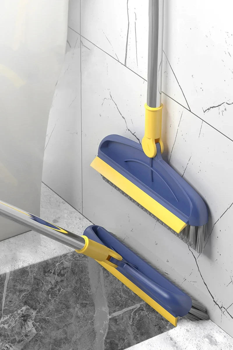 Description Picture 2 of item2-In-1 Floor Cleaning Brush with Scraper Long Handle Hard Bristle Corner Gap Brush for Bathroom Kitchen Household Cleaning Tools