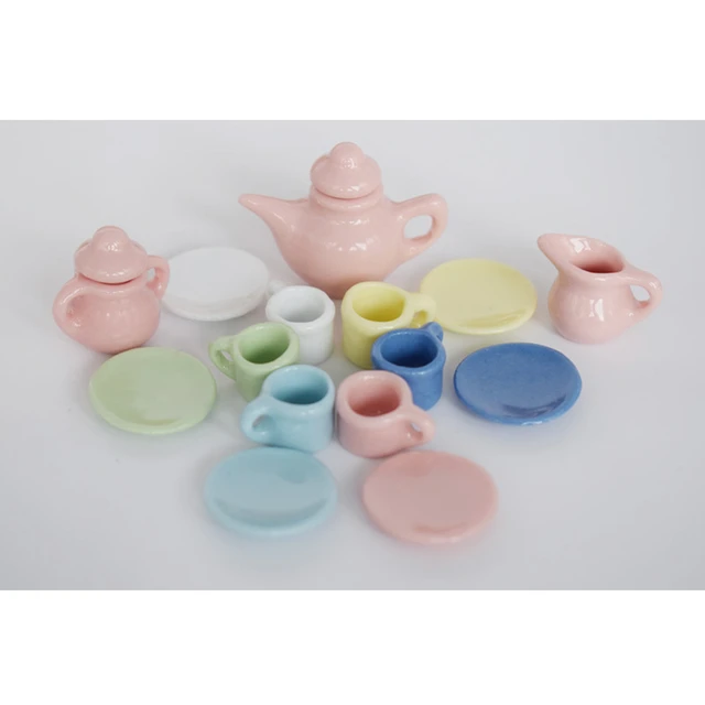 Ensemble de Tasses à Thé Miniatures en Céramique, Théière en Porcelaine,  Accessoires pour Maison à Beurre, Décoration de Meubles de Cuisine, Échelle  1:12, 1 Ensemble - AliExpress