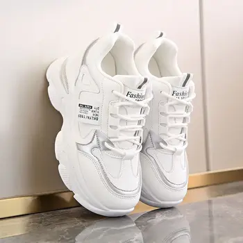 Women Thick Bottom Ultra-light Sneakers New Spring Autumn White Sports Shoes Casual Woman Comfort Breathable Running Shoes 1