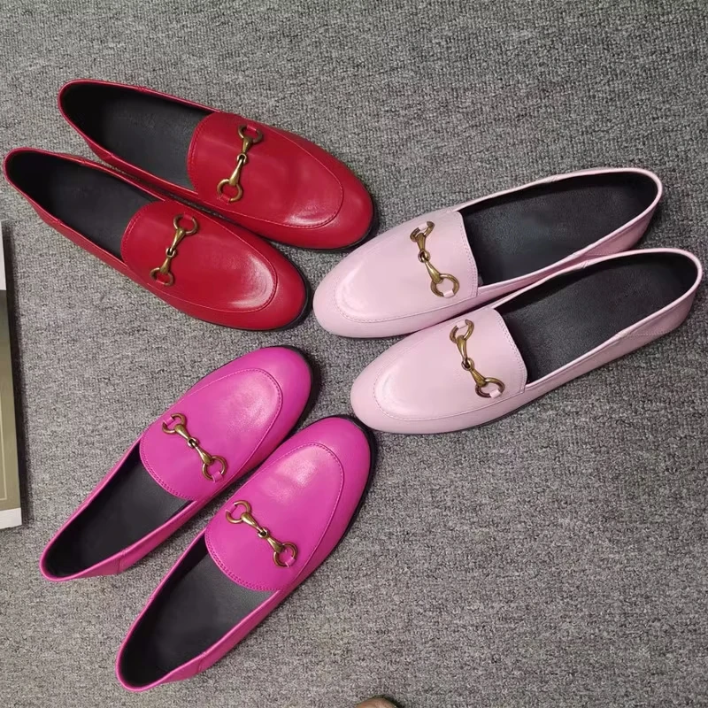 

2023 All Season Fashion Women High Quality Genuine Leather Mules Hot Chic Slip-on Flat Shoes Loafers BY891