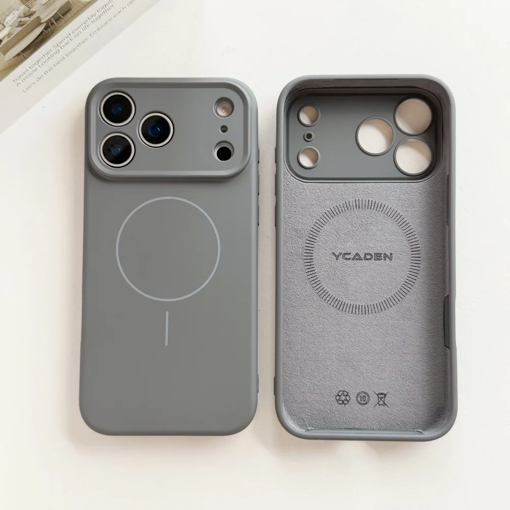 Soft Liquid Silicone Magnetic Phone Case with Shockproof Lens Protection and Magsafe Compatibility