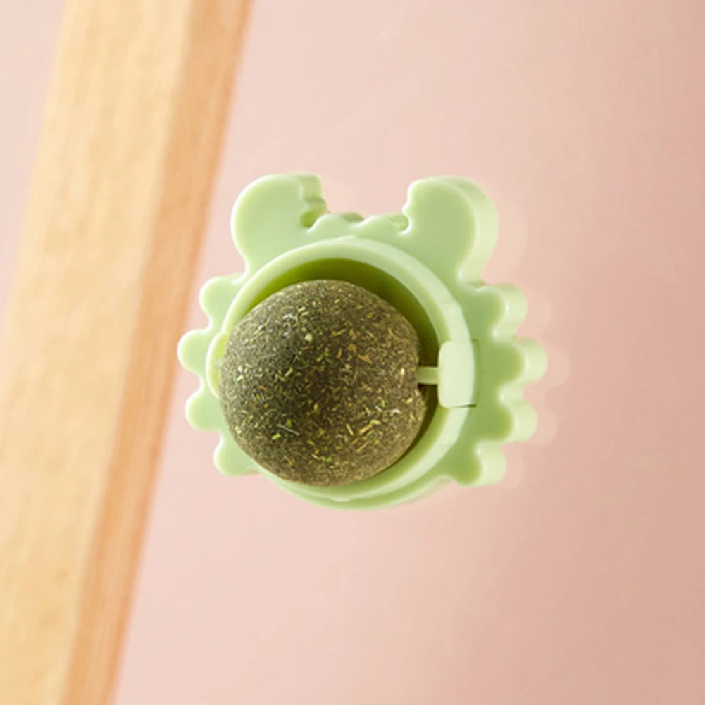 Rotatable Catnip Wall Ball Cat Treat Toys with Catnip Snack Licking Ball Kitten Pet Molar Edible Treating Cleaning Teeth Teasing