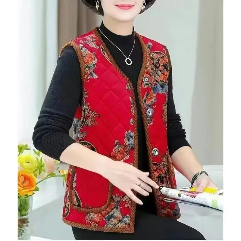 Red Flower full moon [double-sided velvet thickened vest]]