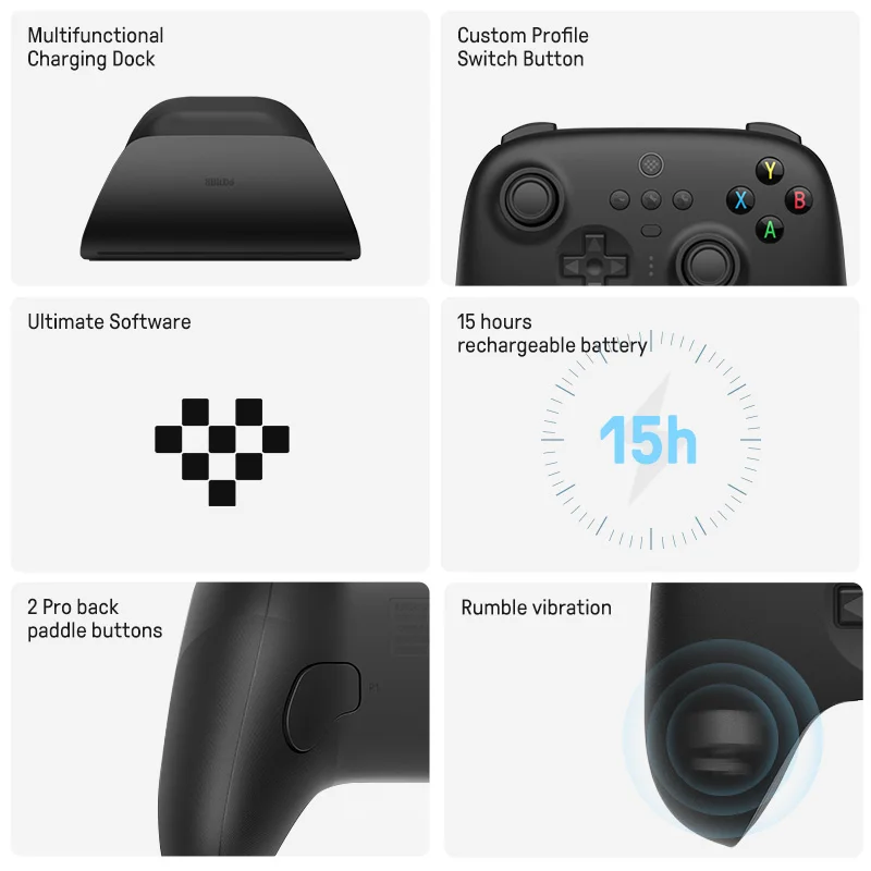 PC,Windows 10,11,Steam, ȵ̵,Apple   е  ũ ִ 8BitDo Ultimate 2.4G Ʈѷ Ȧ ̽ƽ