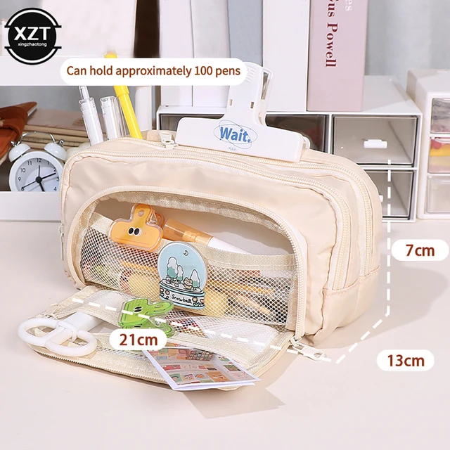 Ins Large Capacity Transparent Pencil Bag Aesthetic School Cases Children  Stationery Holder Bag Pen Case Students's School Pouch - AliExpress