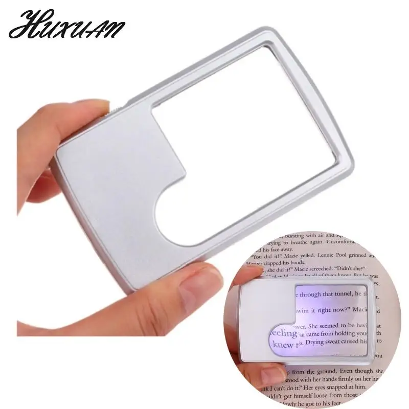 

3X 6X Mini Credit Card Led Magnifier Loupe With Light Leather Case Magnifying Glass Ultra-Thin Portable Square With LED Light
