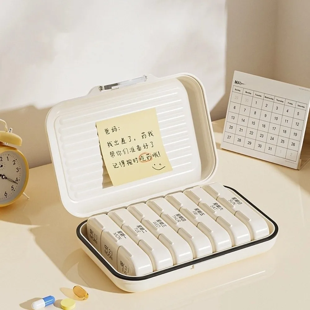 Plastic 7 Day Pill Box Large Capacity Damp-proof Portable Pill Container Waterproof Separate Container Pill Case Travel