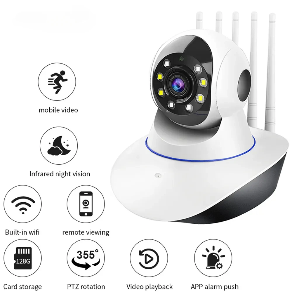 5 antenler WiFI kamera tam renkli HD ev güvenlik koruma 360 ° güçlü sinyal gözetleme kamerası bebek izleme monitörü PIX-LINK GT5
