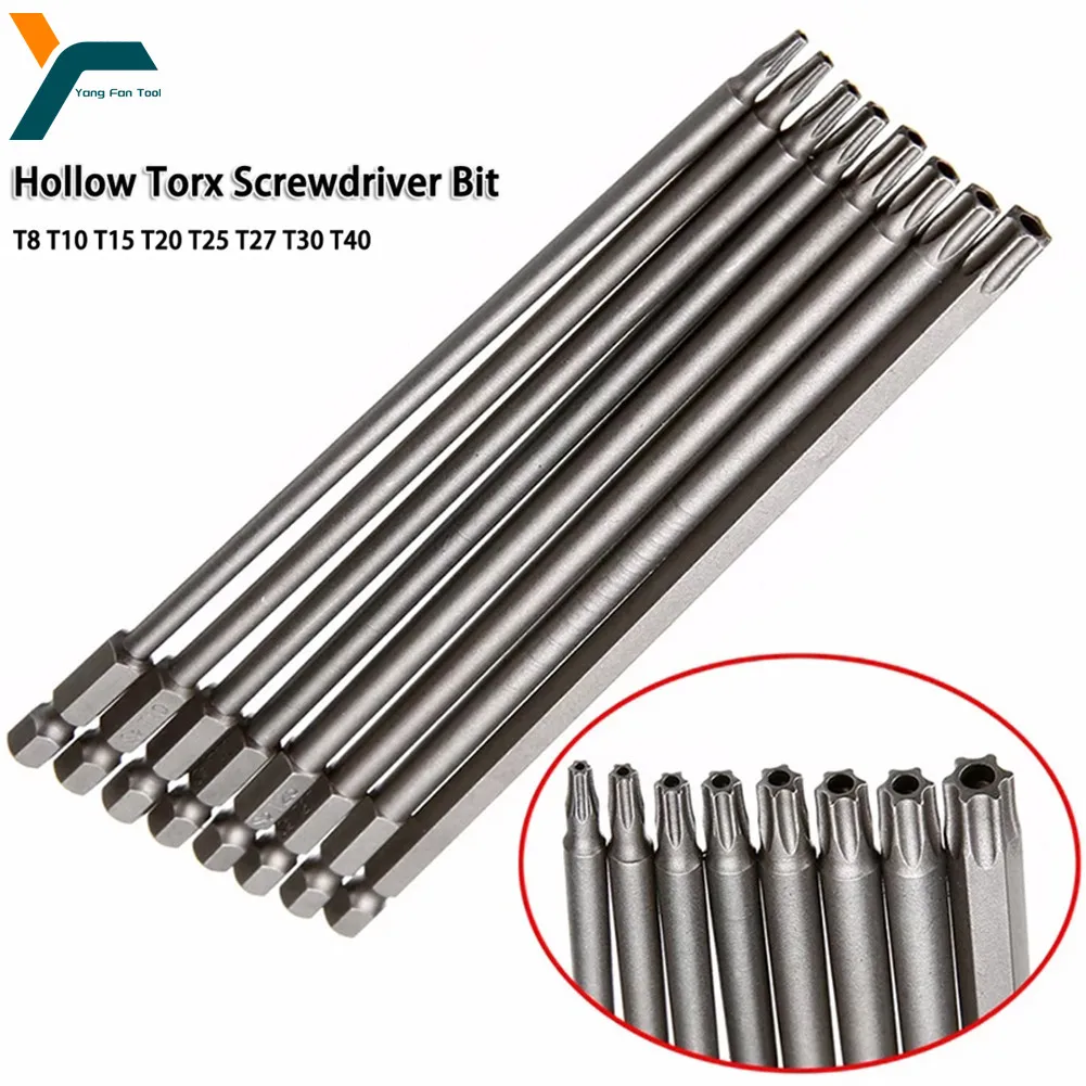 

8Pcs Torx Screwdriver Bit 1/4'' Shank Hex Wind Drill Head 150mm 200mm Screw Wrench Magnetic Star T8 T10 T15 T20 T25 T27 T30 T40