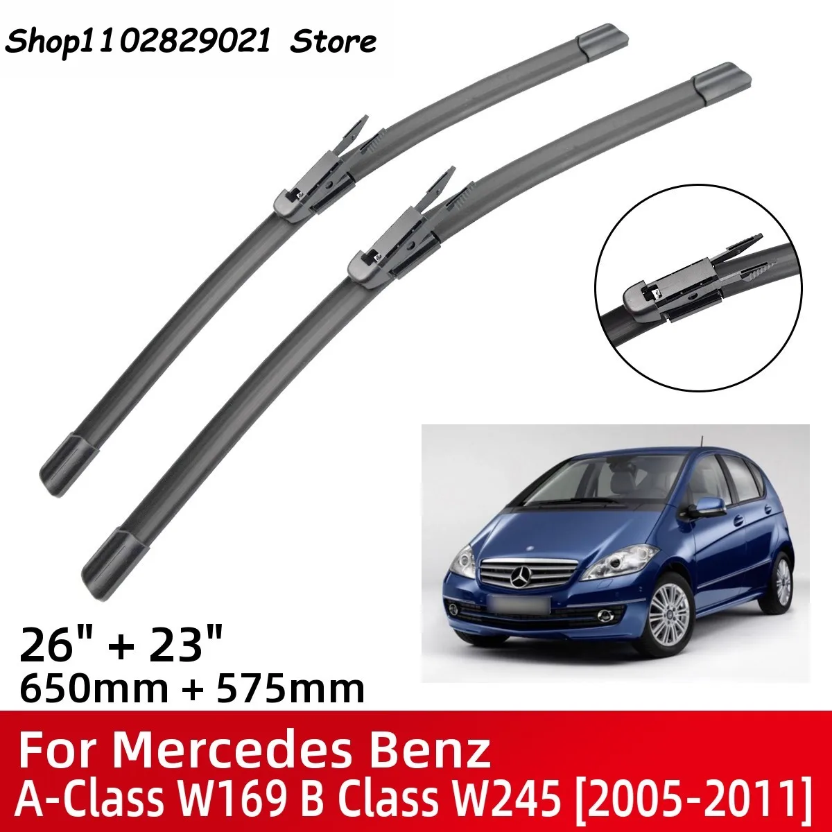 

Front Wiper Blades For Mercedes Benz A-Class W169 B Class W245 2005-2011 Windshield Windscreen Window 26"+23" 2008 2009 2010