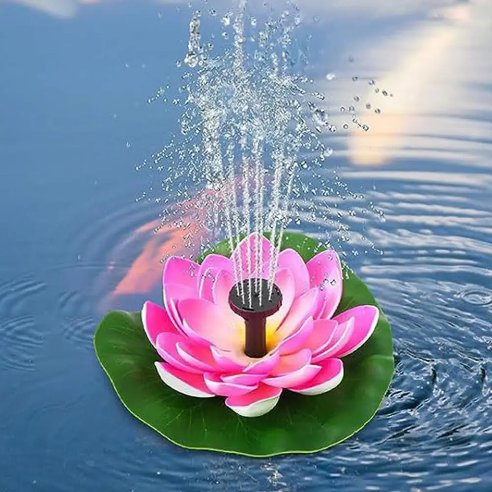 조류 목욕대용 연꽃 모양 태양열 분수, 분사 노즐이 있는 수상 연꽃 조류 목욕대 분수, 야외 정원 연못 수영장용