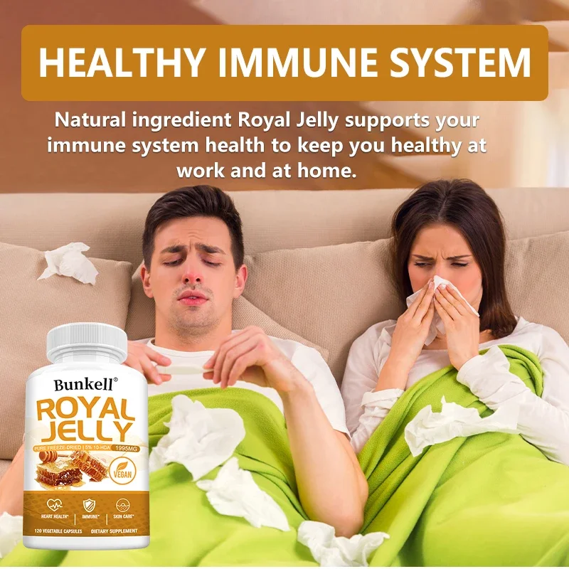 Royal Jelly Capsules Nourishes skin helps cardiovascular health energy immunity antioxidant support