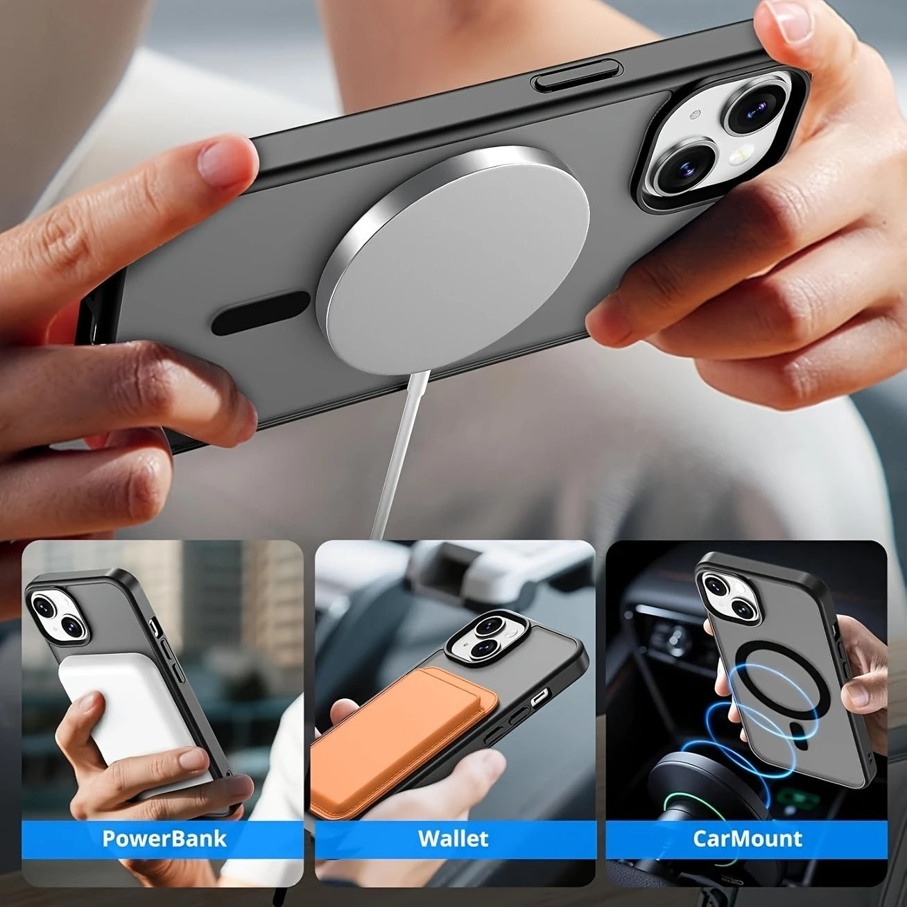 Luxury Magnetic Matte Translucent Armor Shockproof Case with Magsafe Wireless Charging Compatibility