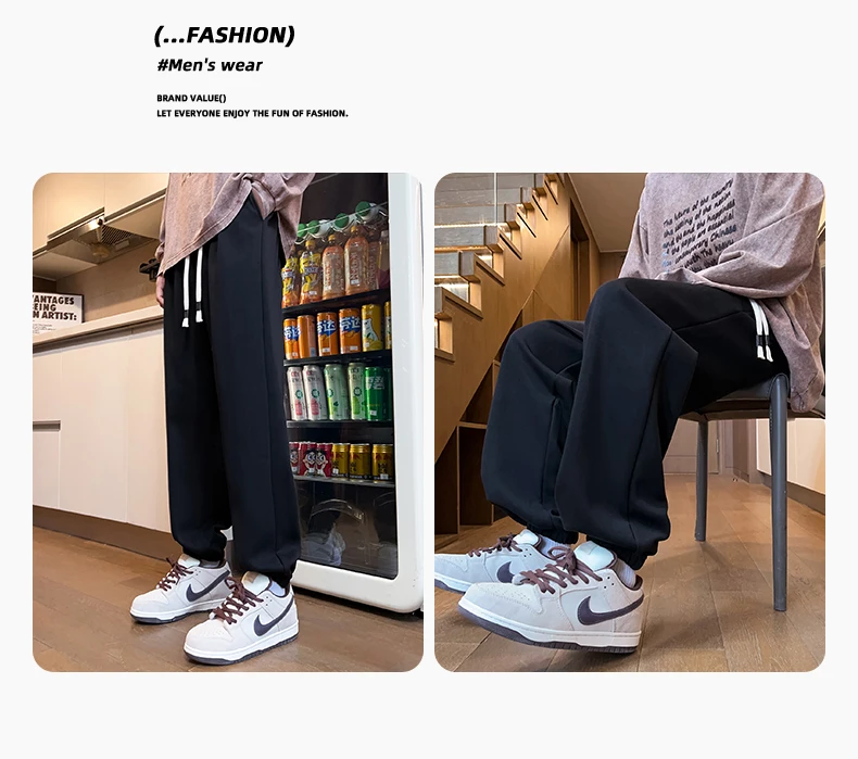 Fashion Trends Autumn and Winter Men's Sweatpants Sportswear Straight Casual Loose Track Pants Male Thermal Velvet Trousers