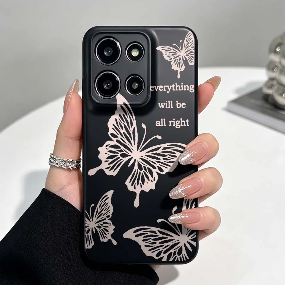 Artistic Butterfly Pattern Black Soft Phone Case