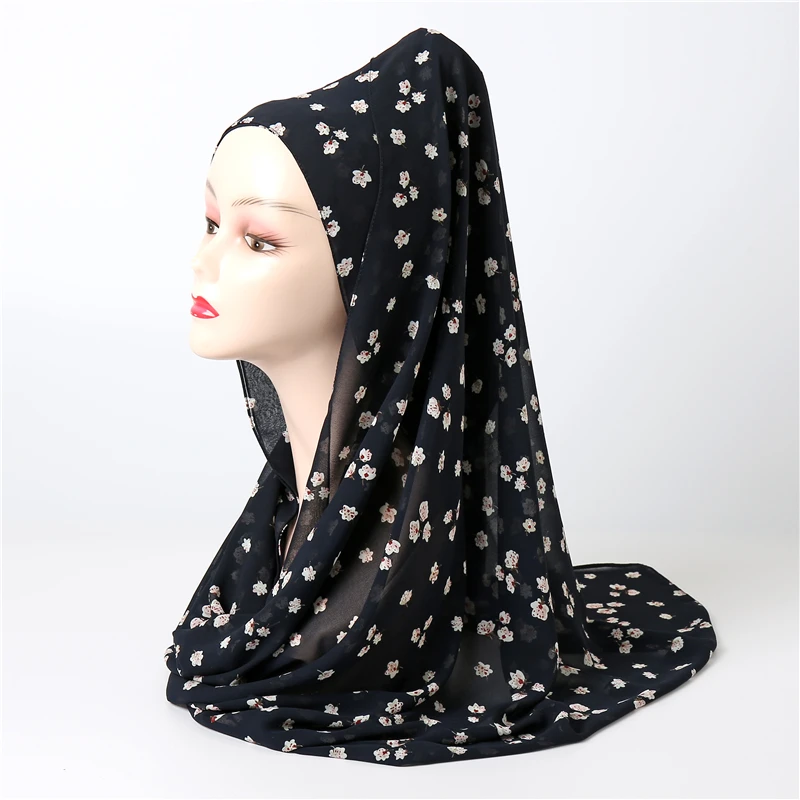 

2022chiffon Hijab Scarf Women Design Flower Shawls Muslim Scarves Headscarf Wraps Turbans Headband Long Foulard Bandana 180*70cm