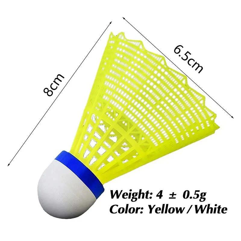 1PCS Indoor And Outdoor Sports Badminton Ball Plastic Badminton Ball Durable Yellow White Student Nylon Durable