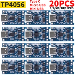 1-20PCS Type-c/Micro/Mini USB 5V 1A 18650 TP4056 Lithium Battery Charger Module Charging Board With Protection Dual Functions 1A