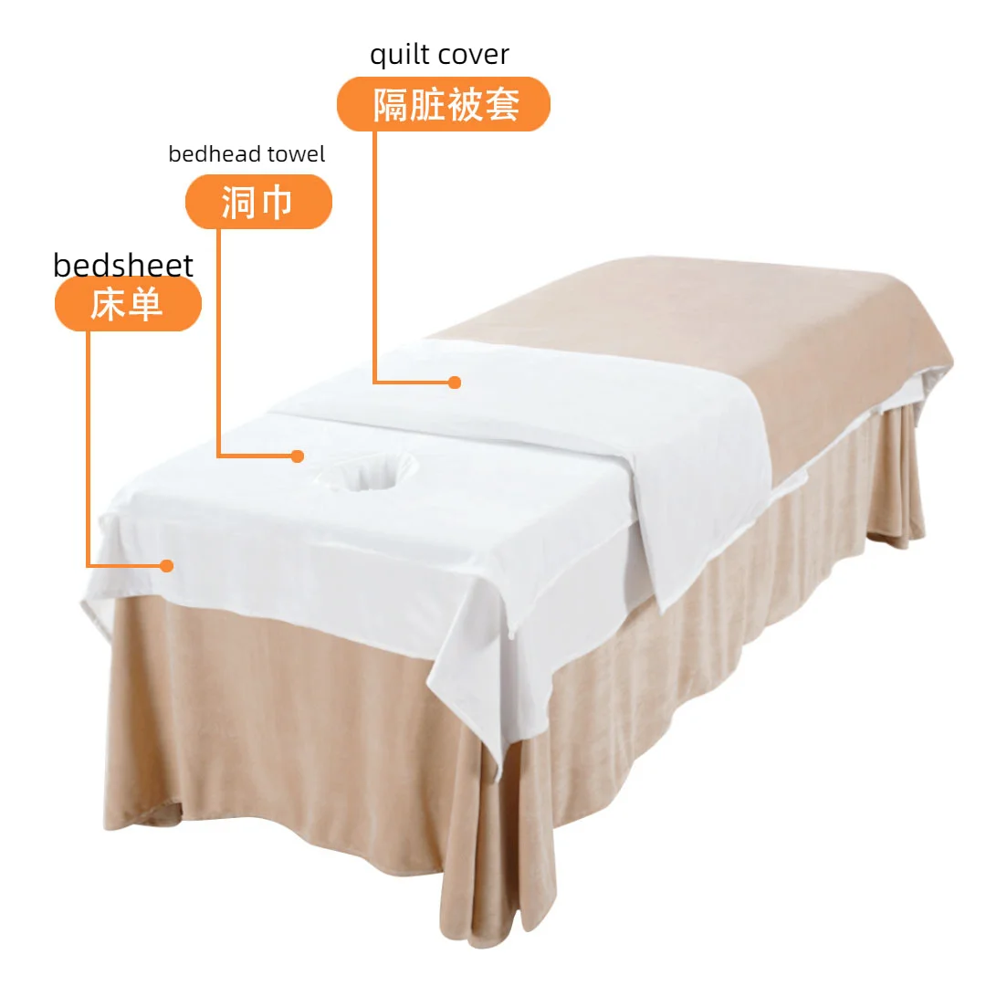 Milk Velvet 3pcs Beauty Salon Bed Sheet Sets Winter Thick Warm Plush Massage Spa Bedhead Towel+bedsheet+quilt Cover Bedding Sets 5