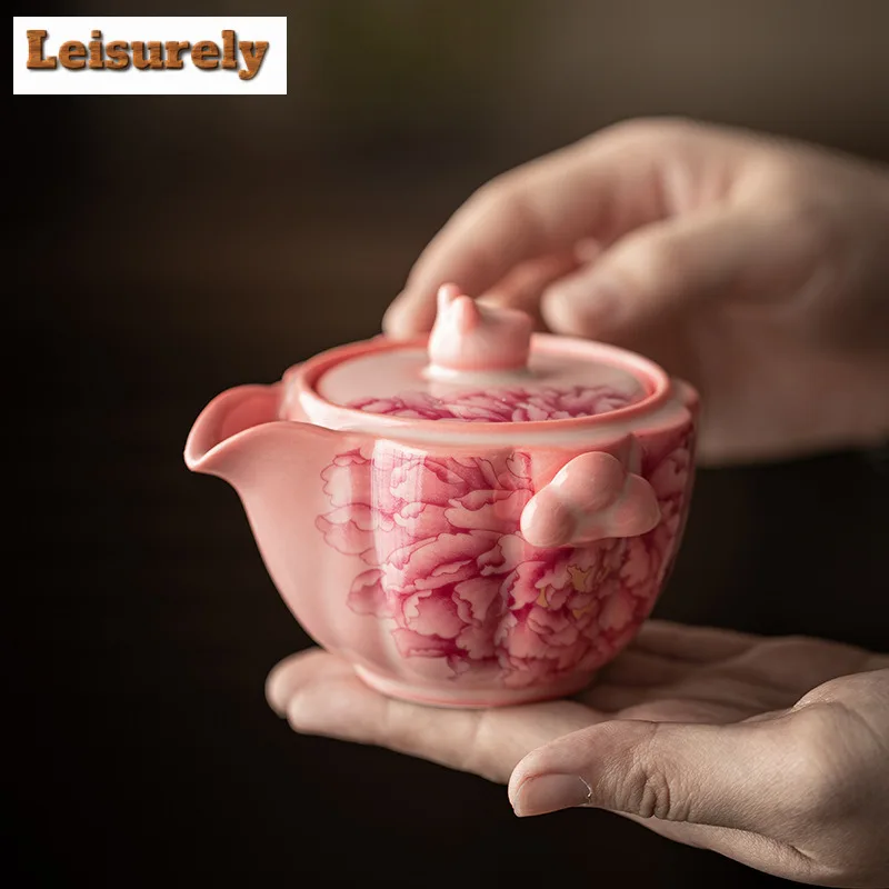 Red Powder Ard Jelly Porcelain Travel Tea Set Kit Luxury 1 Pot 2 Cups Tea Maker Organizer Portable Outdoor Handbag Supplies Gift