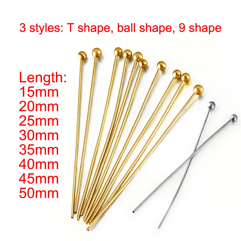 100pcs 쥬얼리에 대 한 스테인레스 스틸 플랫 헤드 핀 공급 만들기 볼 핀 쥬얼리 결과 Headpins 아이 핀 액세서리