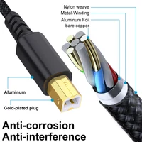 LAIHONEN USB B to USB C USB A Printer cable Type C Printer Cord Nylon BraidedWire for Yamaha casio Digital Piano Dj controller 2