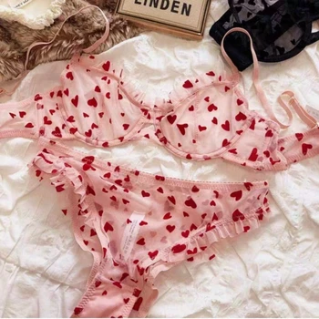 Ensemble de bralette sans fil sexy, design français, soutien pour grand minimiseur de poitrine, sous-vêtements en dentelle pour femmes, empêche l'affaissement du soutien-gorge et des culottes