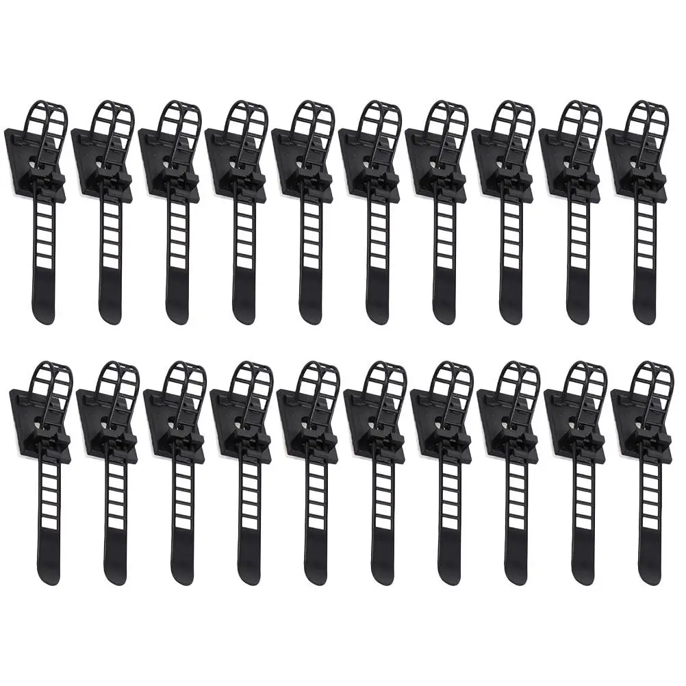 25Pcs 접착식 케이블 클립 조정 가능한 케이블 타이 코드 관리 클립 사무실 책상 와이어 관리 정리용 와이어 홀더