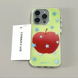 Blue Star Red Apple Cartoon Creative Cute Phone Case - Y2K Fresh Versatile Cover - iPhone 15 Plus (Only case)