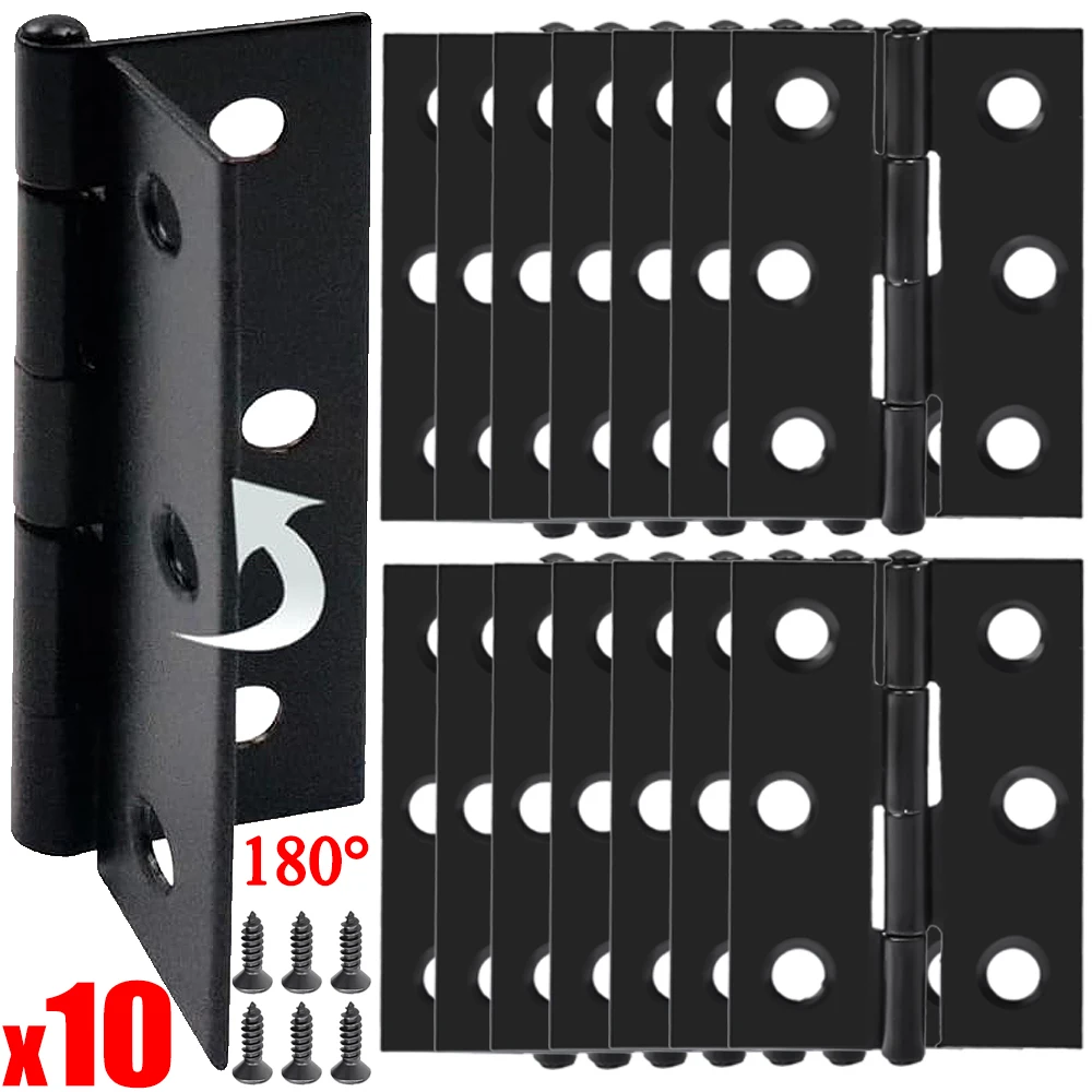 6 PCS 2.5 Inches Black Door Hinge Cabinet Door Hinges Stainless Steel