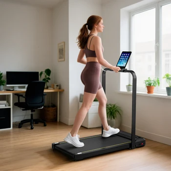 Tapis roulant pieghevole Sportnow 7% inclinato, tapis roulant elettrico da passeggio per la casa 2 in 1 sotto la scrivania con 2,0 CV, 6