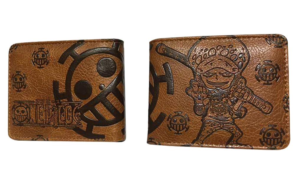 Anime One Piece Embossed Wallet Men Women Brown Black Card Holder Luffy Ace Law Zoro Chopper Short PU Wallet