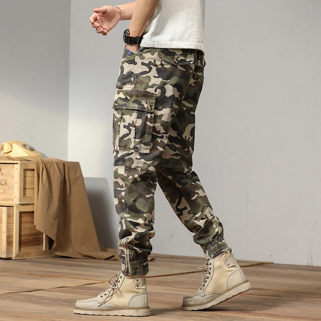 Pantalones Cargo de camuflaje para hombre, ropa de trabajo con múltiples  bolsillos, holgada, militar, de algodón, informal, táctico, primavera y  verano, 2023 - AliExpress