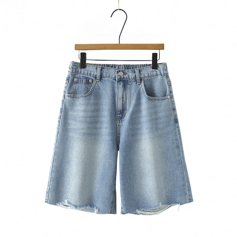 100KG Summer Jeans New Fashion Premium Denim mid-length Shorts Plus Size Women's Boyfriend Hot Pants 9366