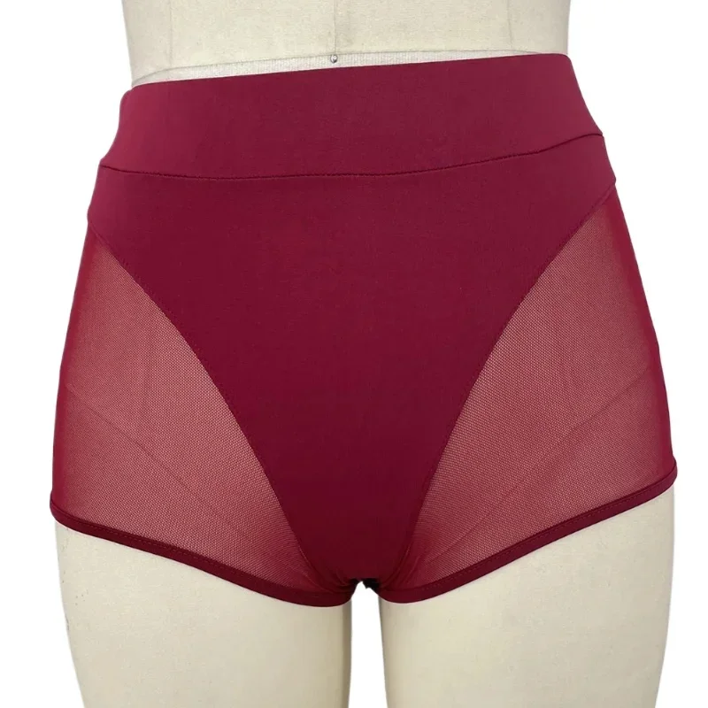Sexy Mesh Sheer Patchwork Short Panty Midi Thigh Women Boyshort Hot Underwear Leggings High Waist Boxer Brief For Lady Plus Size
