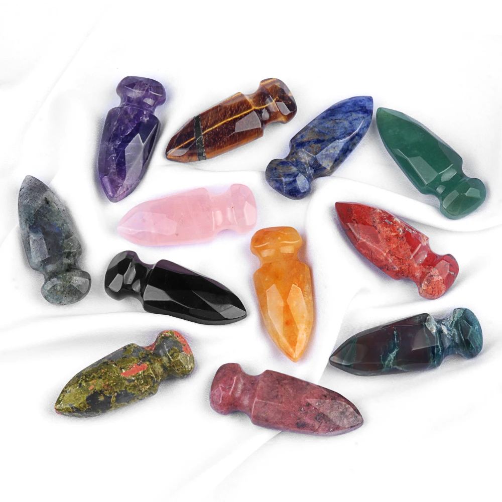 Миниатюрные украшения из натурального камня в форме меча, декоративное украшение, счастливый подарок, духовные украшения, размер 20x50 мм