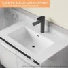31" LED Floating Bathroom Vanity with Sink, High Gloss Single Sink Wall Mounted Bathroom Storage Vanity Cabinet, Modern Bathroom 4