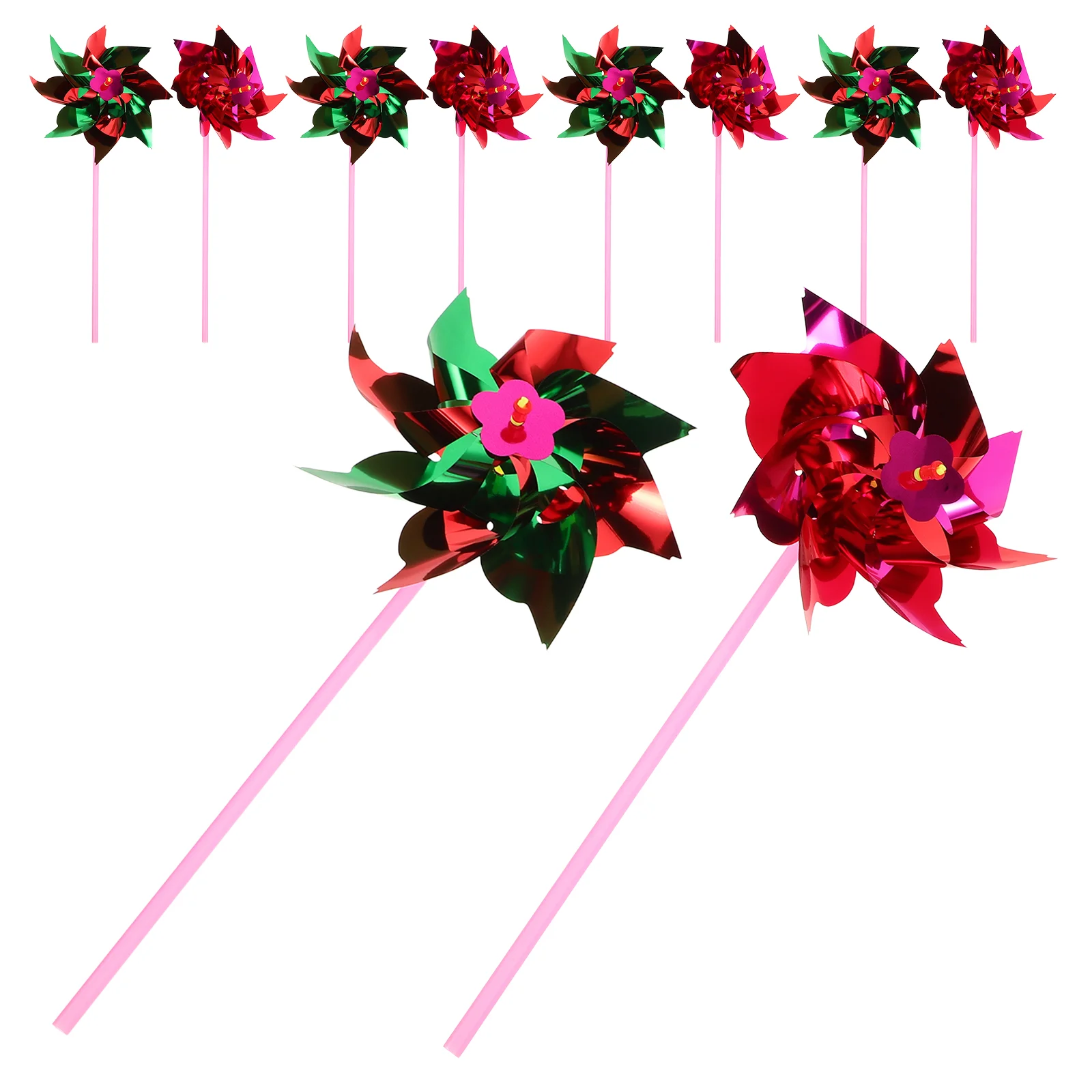 10 Pcs Plastic Windmill Toys 36.5 x 15cm Bright Color Cute Design Garden Lawn Easy Use Rotate Windy Gifts