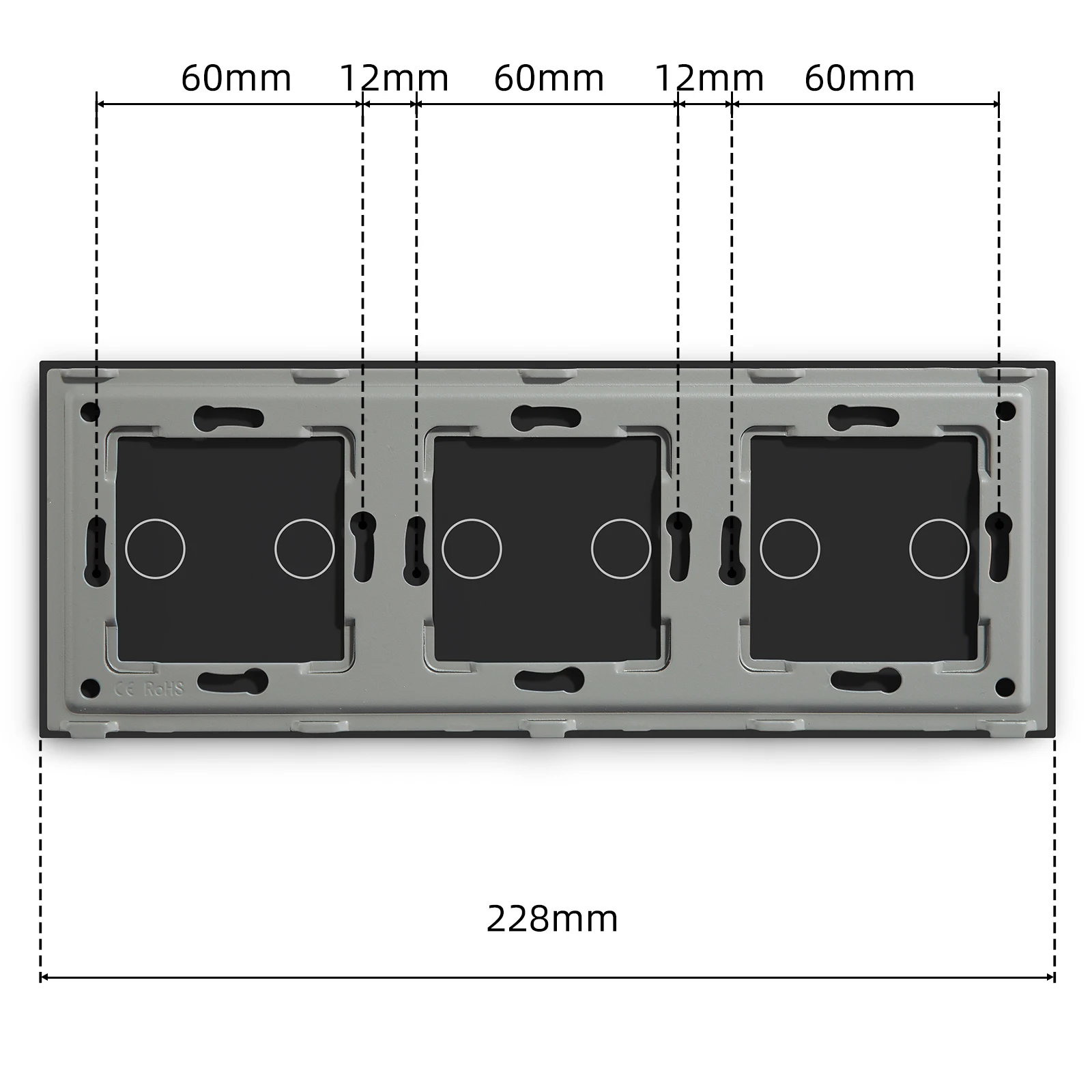 Bseed Triple Painel de Vidro Apenas 288 mm Triplo 3gang Branco Preto Gloden para Interruptor de Parede Função Parte Faça Você Mesmo com Quadro de Metal - Image 5