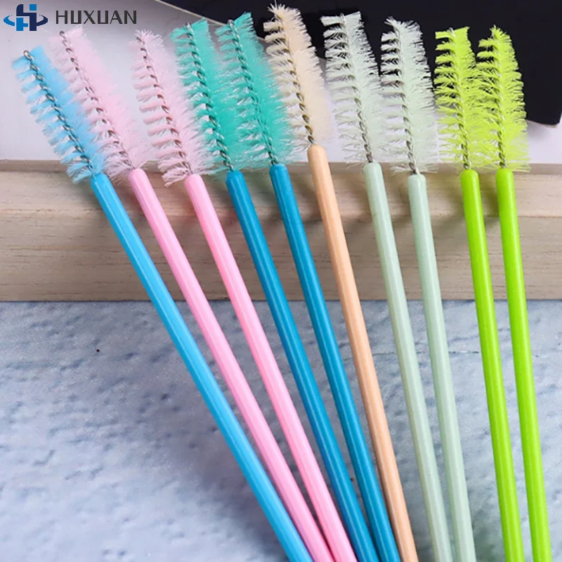 50Pcs 일회용 속눈썹 브러쉬 마스카라 완드 애플리케이터 스풀리스 화장품 브러쉬 눈 속눈썹 연장 메이크업 도구